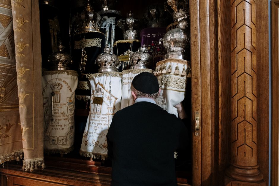 Torah scroll in a synagogue