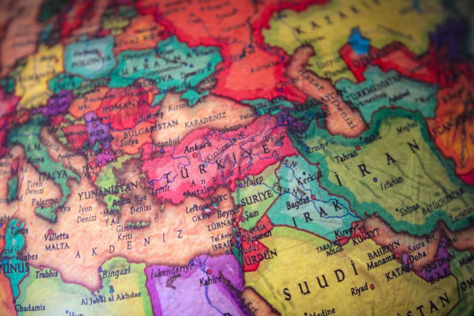 World map showing the Middle East region