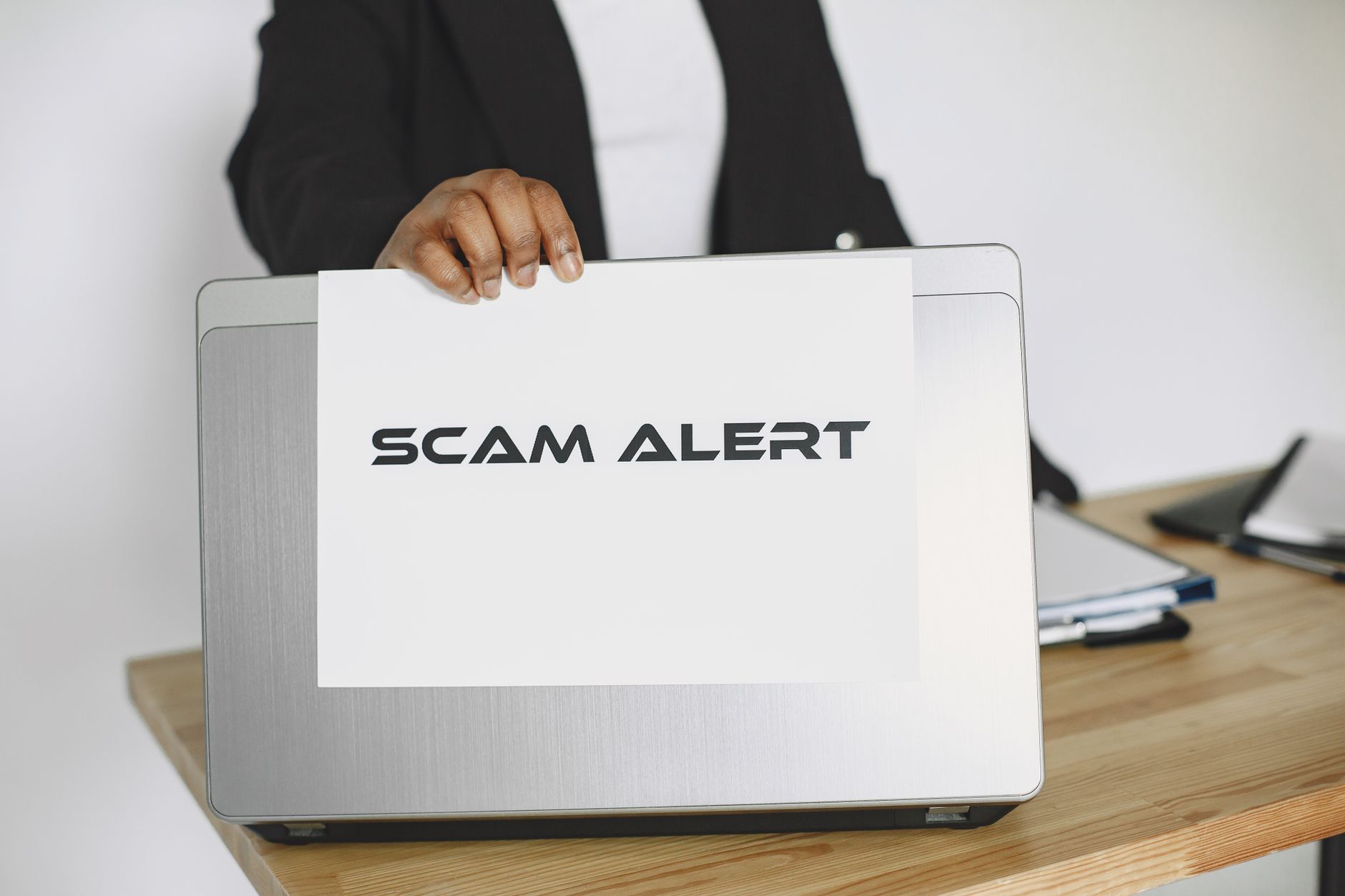 Cybersecurity and online fraud warning concept